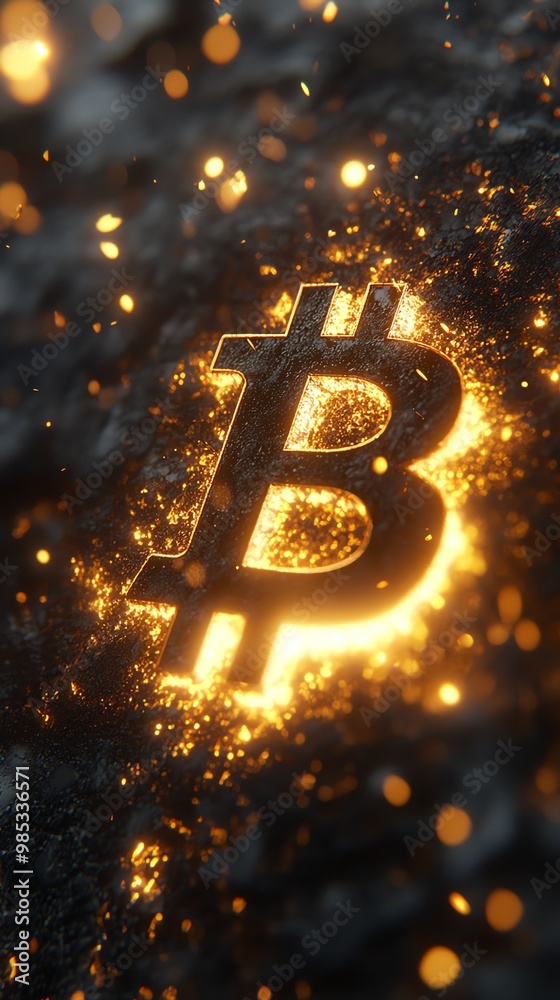 Glowing Bitcoin Symbol with Sparks. Glowing Bitcoin Symbol with Sparks.