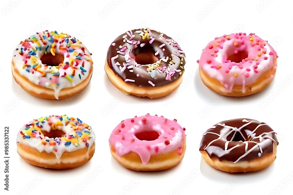 Colorful Donuts with Sprinkles and Icing Colorful Donuts with Sprinkles and Icing