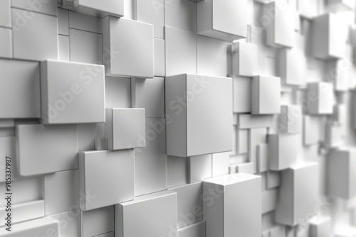 White Square Geometric Abstract Rendered Background Design