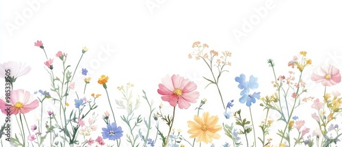 Watercolor painting of delicate wildflowers on a white background.