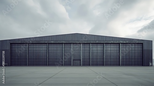 Wallpaper Mural Large Hangar with Sliding Doors on a Cloudy Day Torontodigital.ca