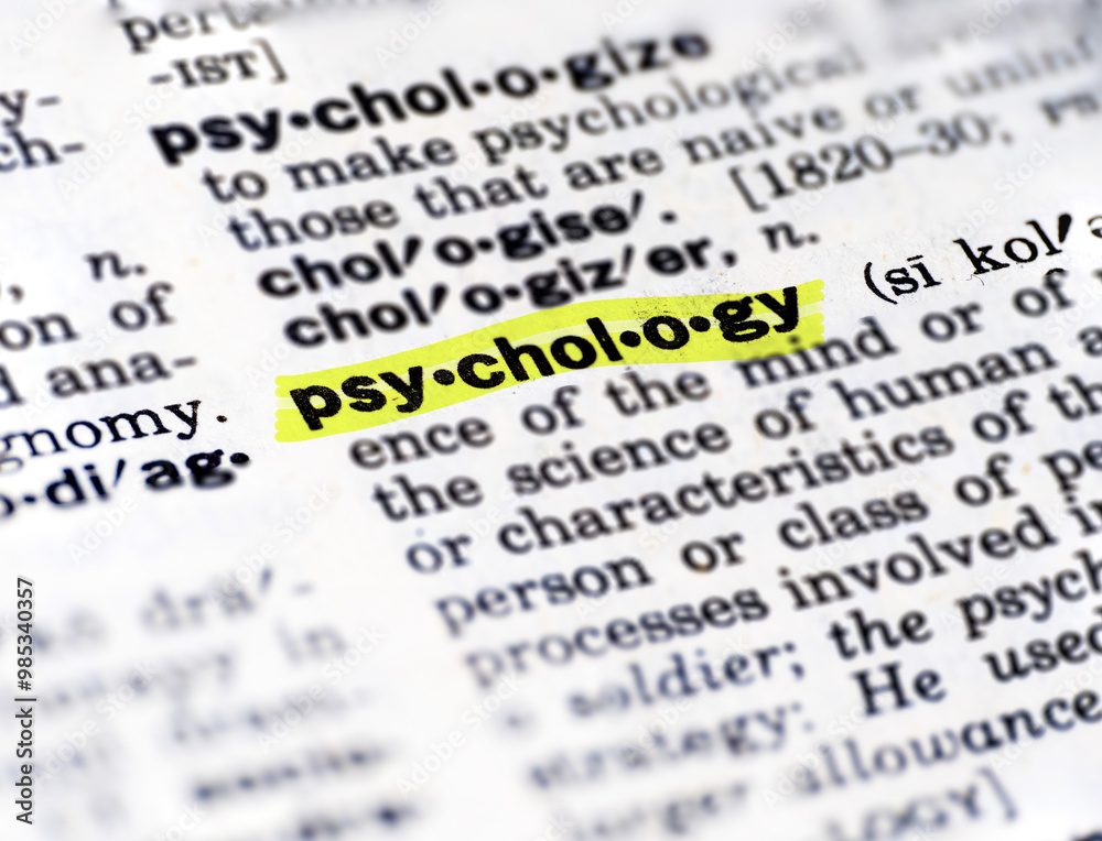 Fototapeta premium Highlighted dictionary definition of the word psychology