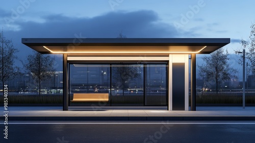 Modern Bus Stop at Night.