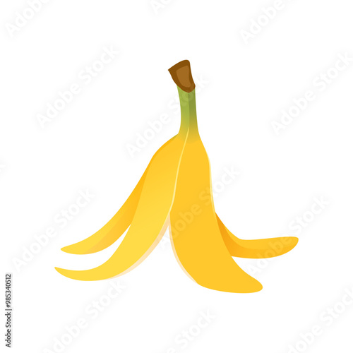 peeled banana upside down vector isolated on white background