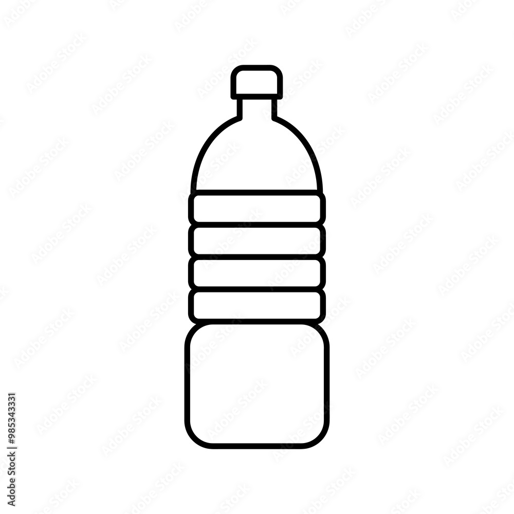 Fototapeta premium Plastic bottle linear icon, vector flat black linear illustration for web and app..eps