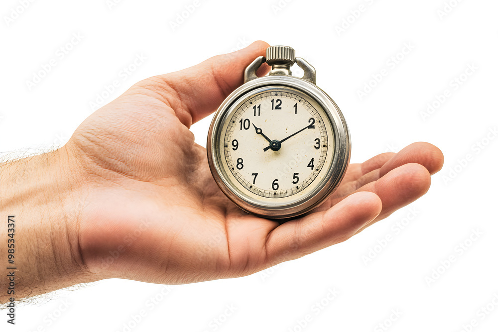 A hand holding a stopwatch, representing time, competition, or precision