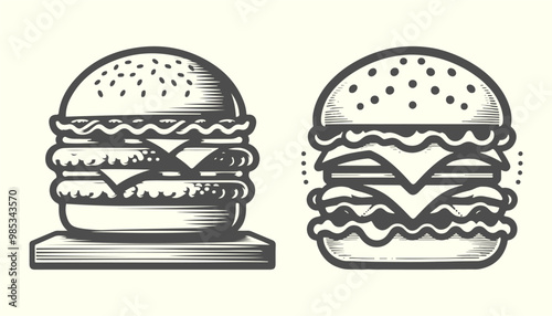 Silhouette of hamburger. Simple and modern hamburger vector silhouette for food icons and restaurant branding photo