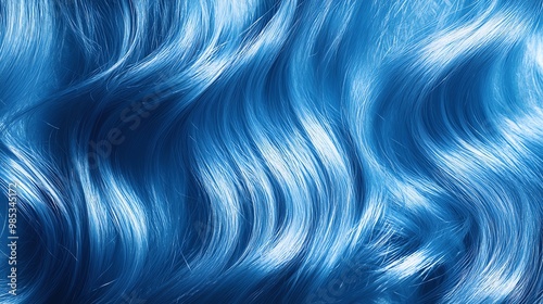 Vibrant blue hair texture with soft waves, perfect for artistic or fashion related imagery.