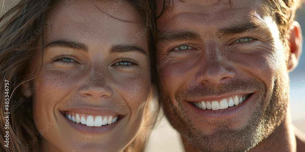 A beautiful woman and a handsome man with brown hair and blue eyes, generative AI A beautiful woman and a handsome man with brown hair and blue eyes, generative AI