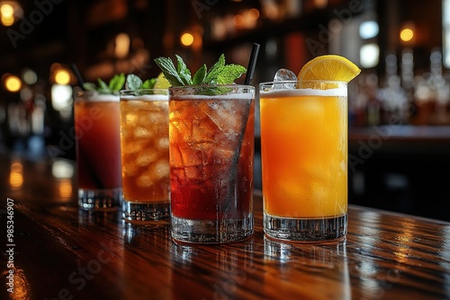 Close-up of a vibrant laminated bar menu showcasing colorful drink options and enticing descriptions