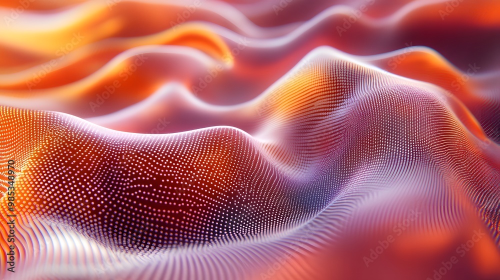 Abstract Wavy Pattern with White Dots and Lines on Orange and Red Background Abstract Wavy Pattern with White Dots and Lines on Orange and Red Background