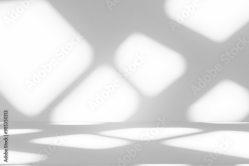 Wall interior background, studio and backdrops show products.with shadow from window color white and grey. background for text insertion and presentation product	 photo