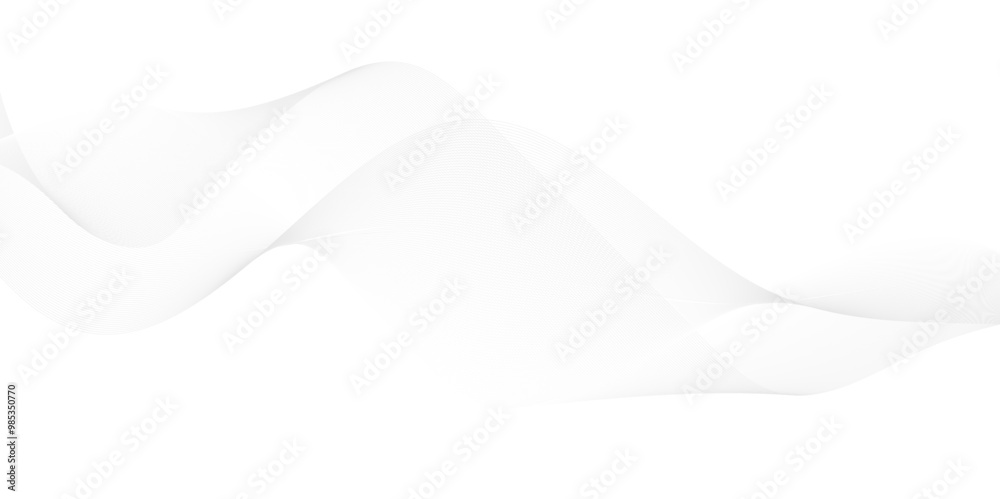  Beautiful wavy line on a white background. Horizontal banner template. Abstract futuristic template. Chrome