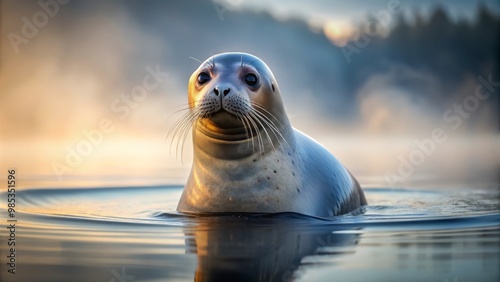 Delicate lines of varying thickness define a serene seal's sleek form, its smooth fur infusing with the surroundings