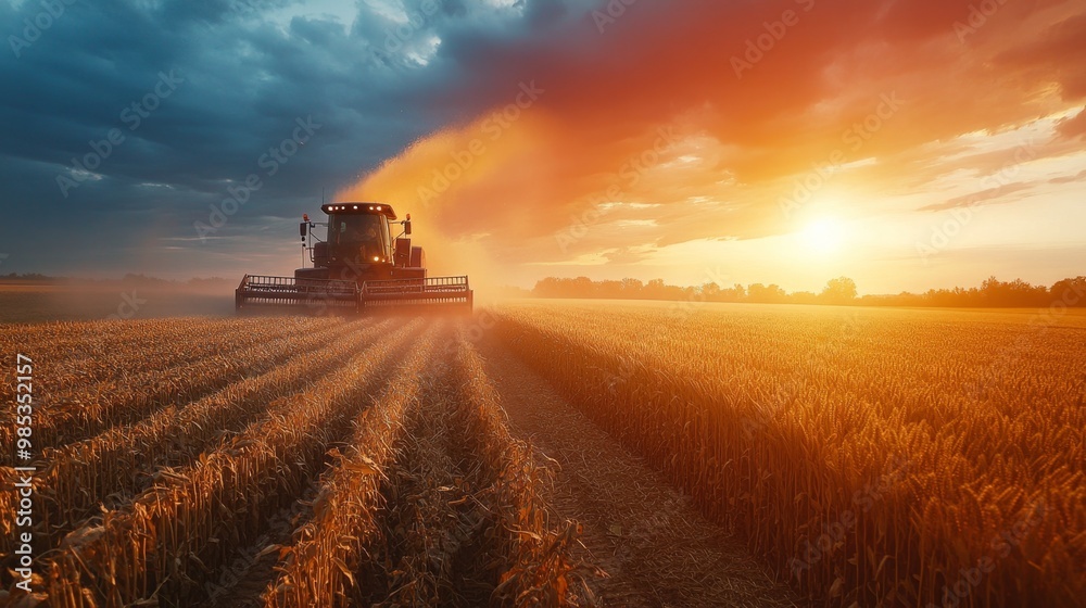 Harvesting at Sunset. Harvesting at Sunset.