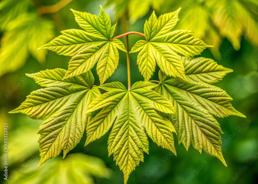 Delicate triangular leaves of the box elder tree feature serrated edges and prominent veins on a vibrant green Delicate triangular leaves of the box elder tree feature serrated edges and prominent veins on a vibrant green