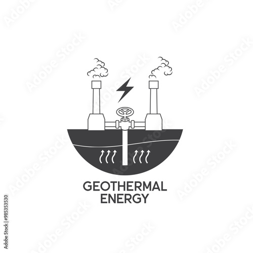 simple illustration of geothermal  energy, vector art.