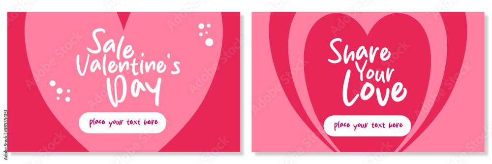Set of Creative concept of Happy Valentines Day horizontal web banner. Modern abstract art design with hearts shapes. Template for celebration, ads, branding, cover, label, poster, and sale Set of Creative concept of Happy Valentines Day horizontal web banner. Modern abstract art design with hearts shapes. Template for celebration, ads, branding, cover, label, poster, and sale
