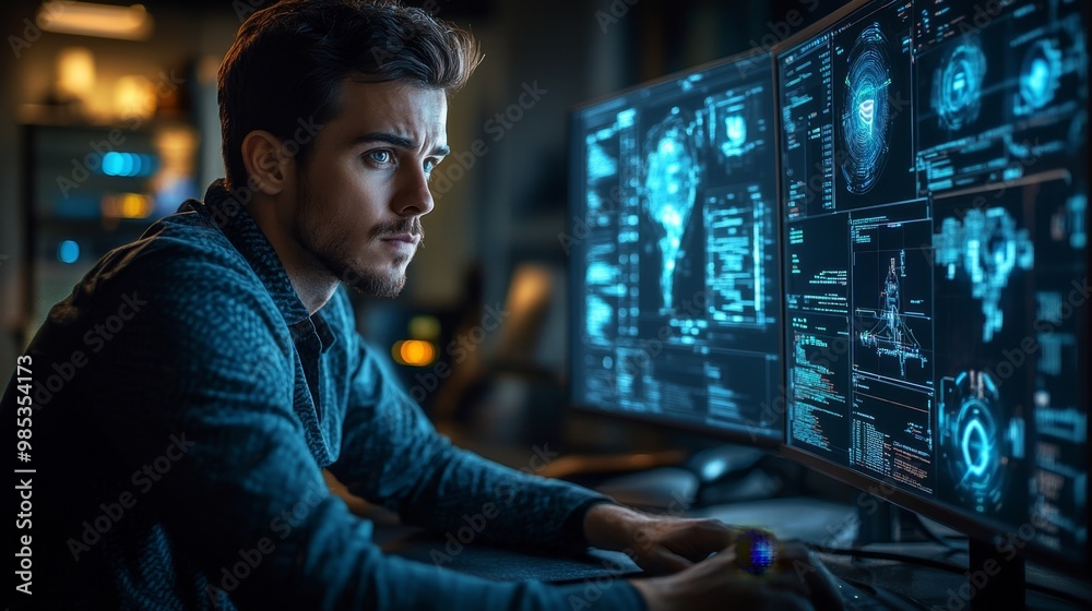 Hacker Working Late. Hacker Working Late.