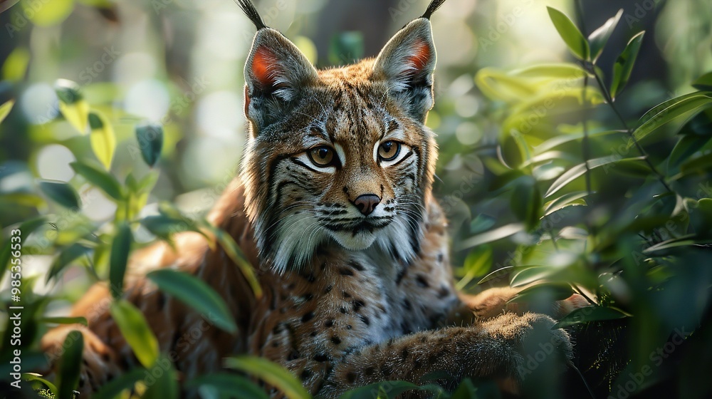 Lynx in the Forest: A Close-Up Portrait of a Wild Cat Lynx in the Forest: A Close-Up Portrait of a Wild Cat