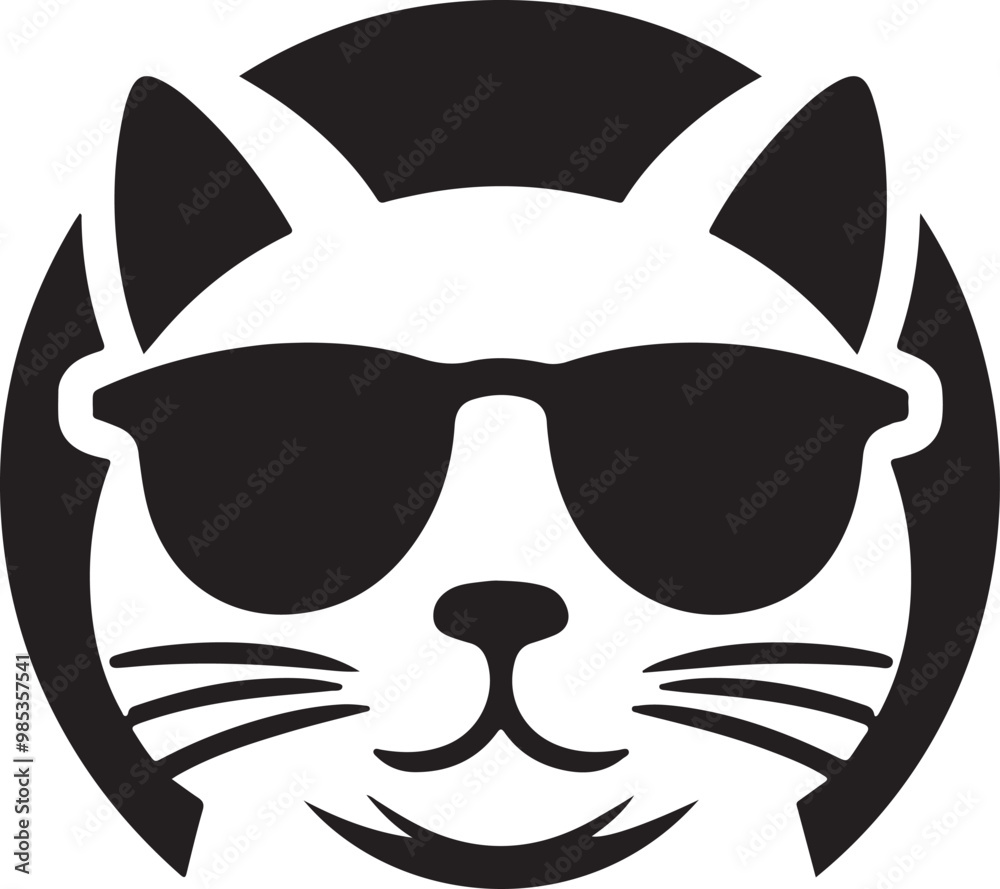 A cat with sunglass logo icon, silhouette style vector art illustration A cat with sunglass logo icon, silhouette style vector art illustration