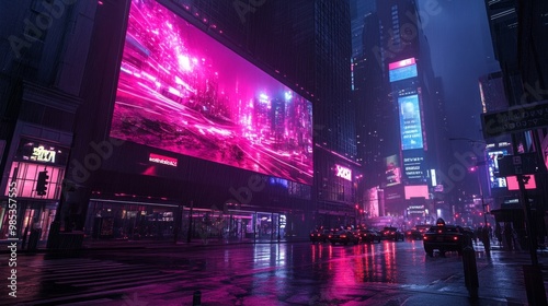 Wallpaper Mural Neon City Rain. Torontodigital.ca