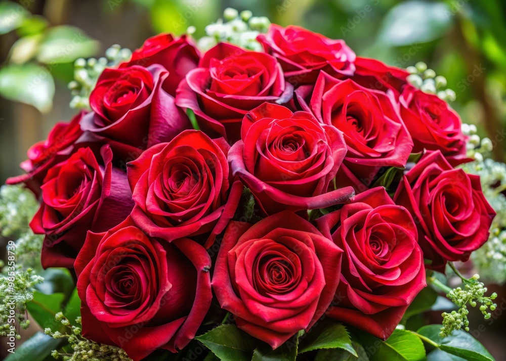 Elegant crimson roses unfurl in a stunning bouquet, embodying the essence of love, passion, and beauty with each Elegant crimson roses unfurl in a stunning bouquet, embodying the essence of love, passion, and beauty with each