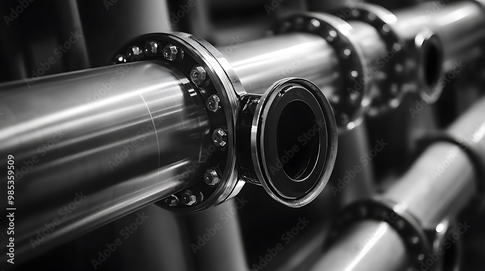 Closeup of Industrial Pipework with Flanges Closeup of Industrial Pipework with Flanges