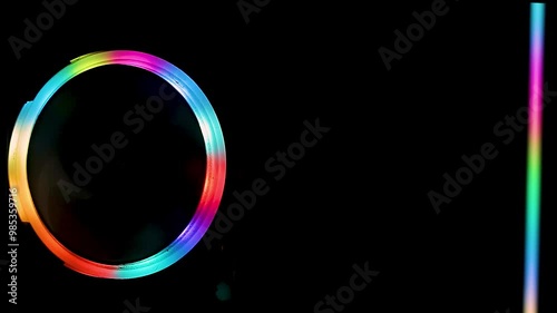 The colorful lights of the cooling fan in the desktop computer case.