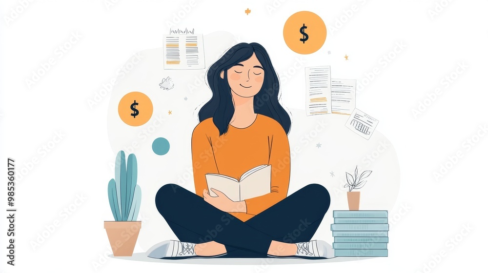 Woman Reading Money Goals. Woman Reading Money Goals.
