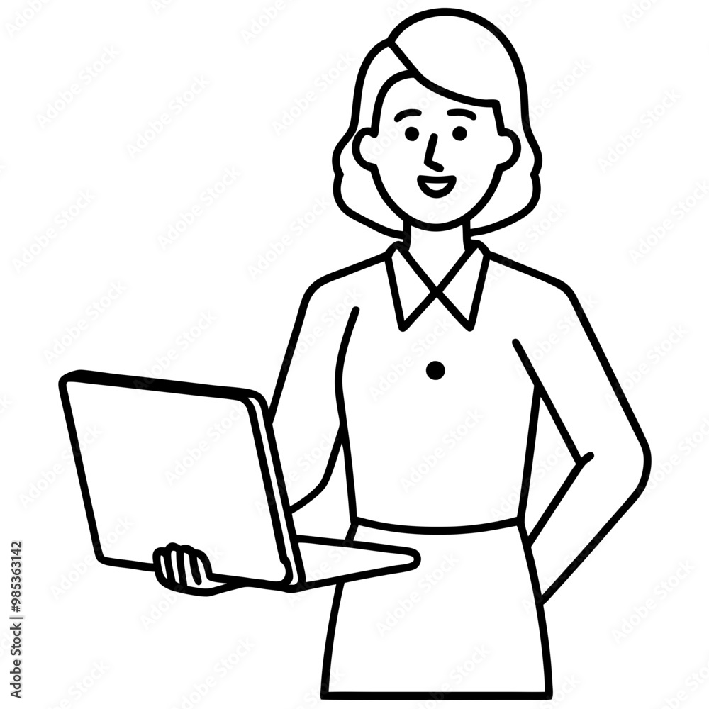 female-college-student-with-laptop-presenting- female-college-student-with-laptop-presenting-