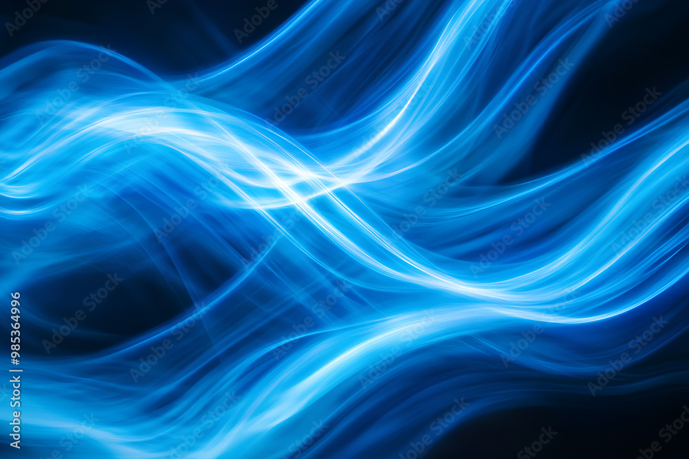 Fototapeta premium Abstract blue light waves motion