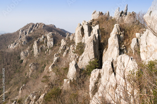 White rocky Dalmasan Mountain in the morning near Haenam-gun, South Korea photo