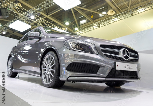 Korea International Exhibition Center, Ilsan, Goyang-si, Gyeonggi-do, South Korea - April 29, 2013: Grey A-Class of Benz at Seoul Motor Show of KINTEX