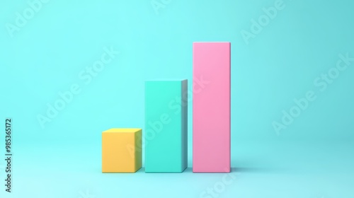 Colorful 3D Bar Chart on Blue Background