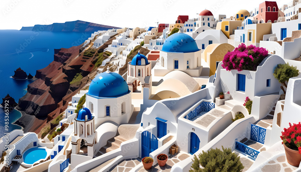 landscape greece imaginary town greek view land oia santorini santorini greece greek sea architecture oia europa travel blue town landscape church summer white sky tour tourism cyclade landmark view