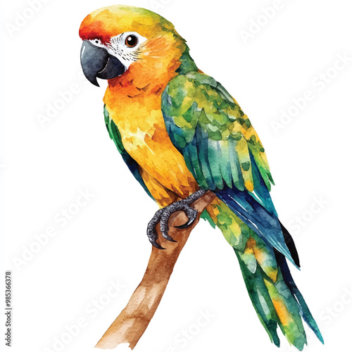 Parrot watercolor clipart illustration isolated