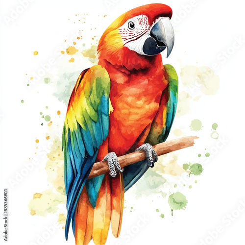 Parrot watercolor clipart illustration isolated