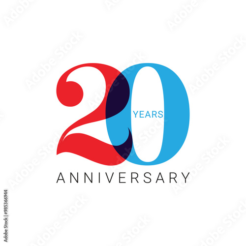 20, 20th Years Anniversary Logo, 20 Logo, Vector Template Design element for birthday, invitation, wedding, jubilee and greeting card illustration.