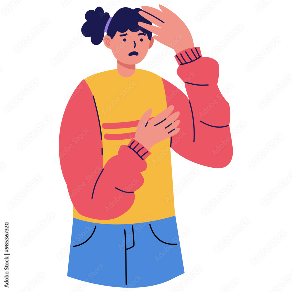 Confused People Character with Flat Cartoon Design. Isolated Vector Graphic