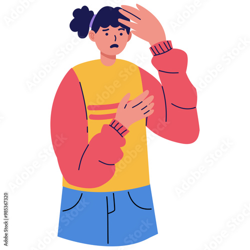 Confused People Character with Flat Cartoon Design. Isolated Vector Graphic