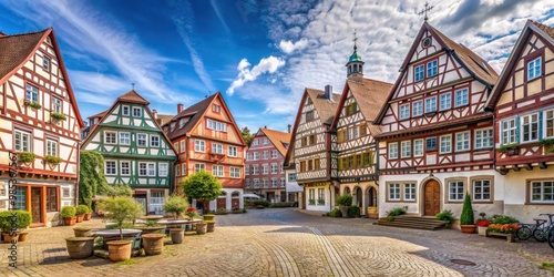 Medieval town of B?dingen in Hessen, Germany with well-preserved half-timbered houses and picturesque streets photo