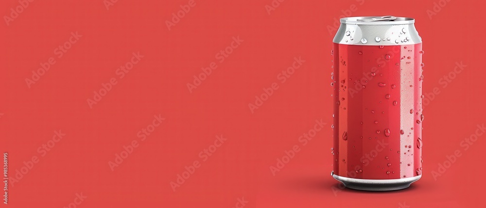A can of soda is sitting on a red background A can of soda is sitting on a red background