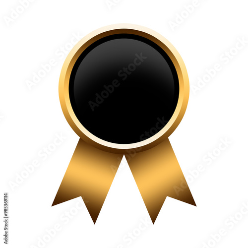 Luxury gold award medal with gold ribbon