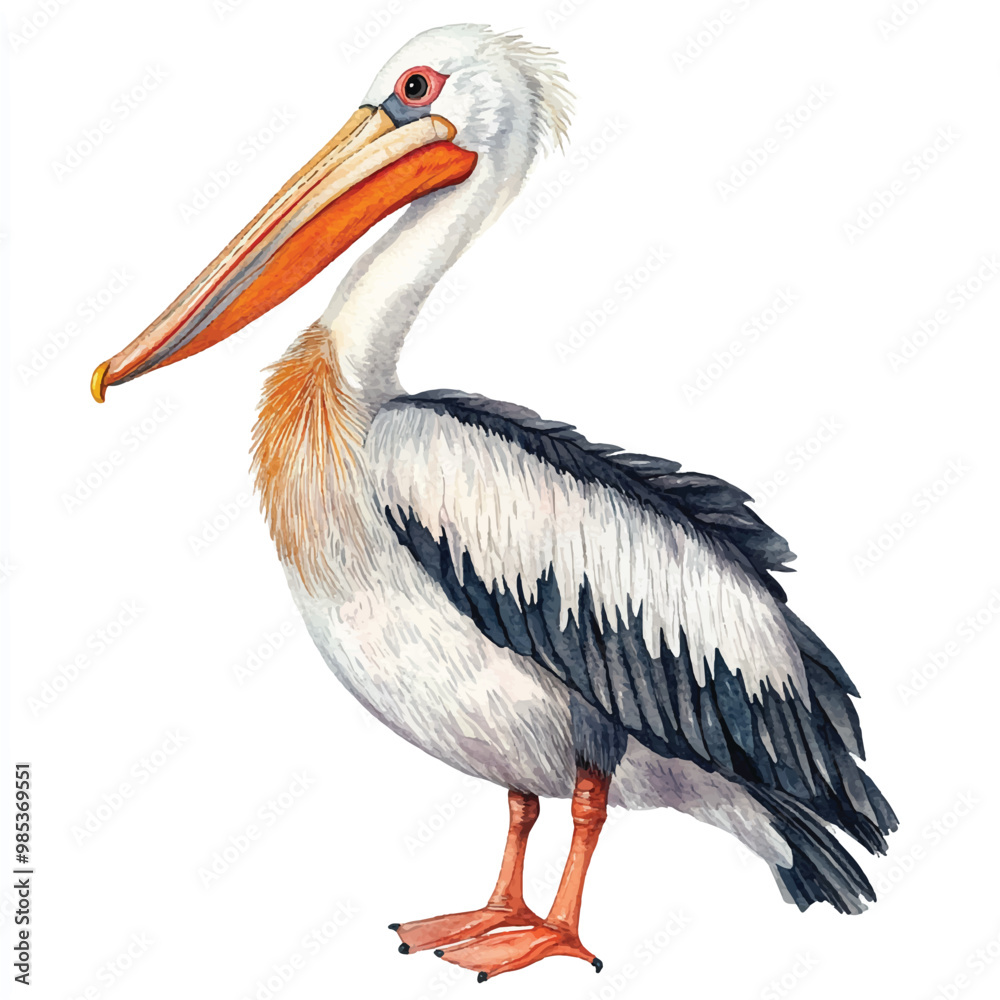 Fototapeta premium Pelican watercolor clipart illustration isolated