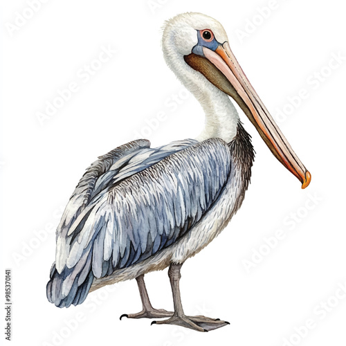 Pelican watercolor clipart illustration isolated