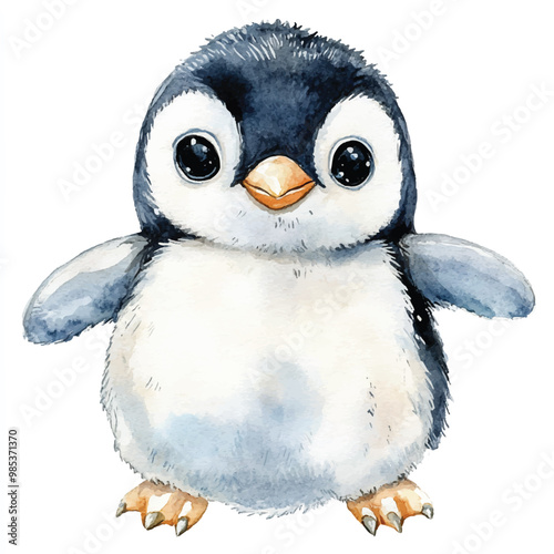 Penguin watercolor clipart illustration isolated