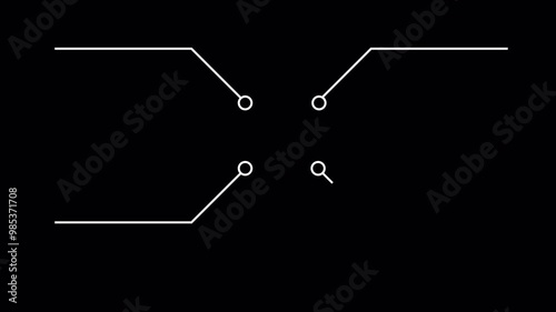 four callout Hud elements animation on black screen, four Call out Hud design, four call out Hud elements frame lines callout animation.