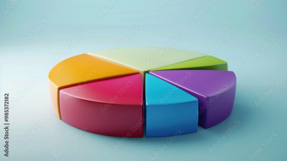 Obraz premium A colorful pie chart is shown with each slice of the pie being a different color