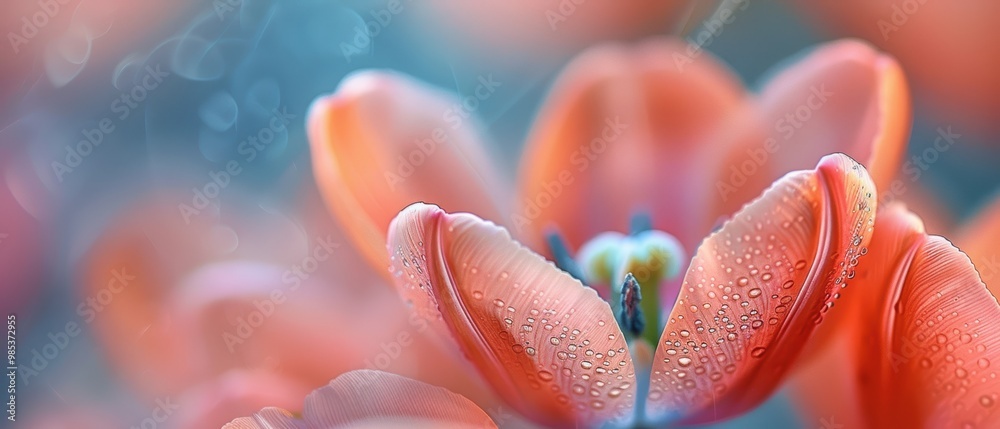 Soft Petals of Pink Tulips with Dew Drops Soft Petals of Pink Tulips with Dew Drops